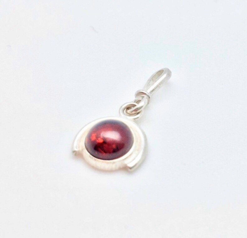 Small Cherry Amber Pendant // 925 Sterling Silver // Baltic Amber Pendant // Hand Cast // Dark Cherry Color