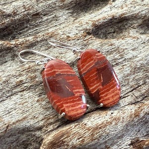 Roter Jaspis Ohrringe // 925 Sterling Silber // Handgemacht