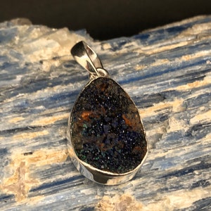 Azurite Druzy Pendant // Sterling Silver // Organic Shape // Druzi Pendant