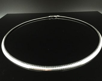 6mm Omega Choker Necklace // 925 Sterling Silver // 18" Inches // Lobster Clasp // Made In Italy