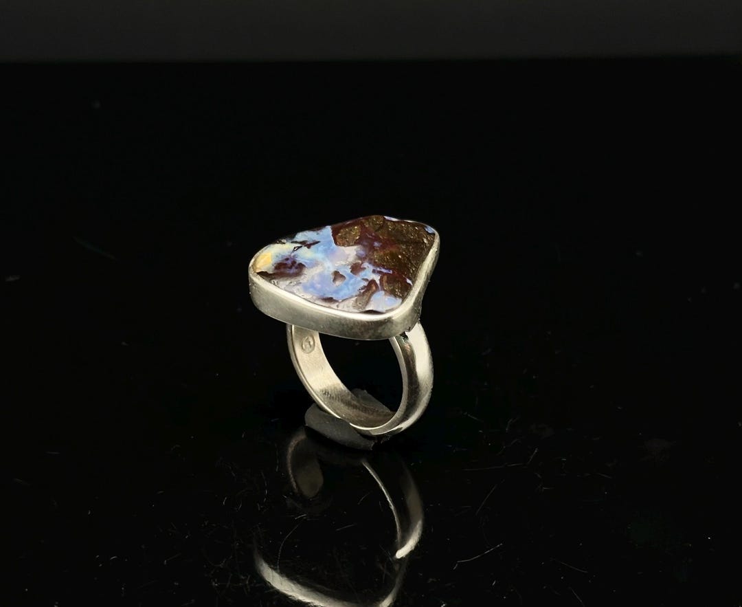 ボルダーオパール スターリングシルバー リング - サイズ 8.5 - Etsy 日本