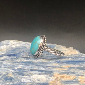 Turquoise Ring // Bali Rope Turquoise Ring // Silver Turquoise Ring // Turquoise Jewelry