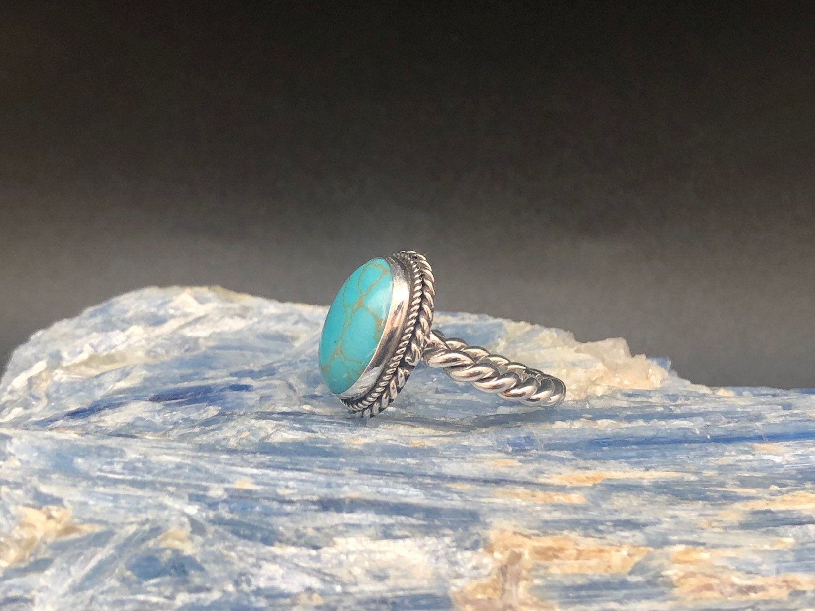 Charming Vintage Tibet Silver Butterfly Turquoise Ring Fashion Jewelry Size5-10