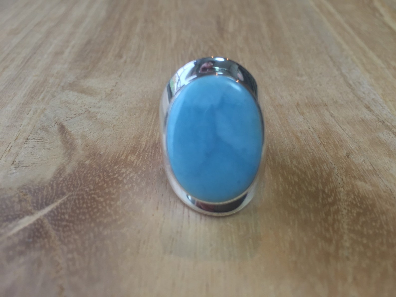•LARIMAR - MEDIUM EYE• silver ring (size 7.25)