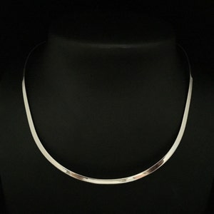 Contoured Flat Silver Choker // 925 Sterling Silver // Open Ended // Silver Chokers // 16&quot; Inches