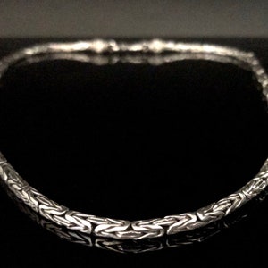 16 Inch Bali Byzantine Chain // 3mm Medium Weight Bali Chain // 925 Sterling Silver // Traditional Clasp // Silver Byzantine Chain