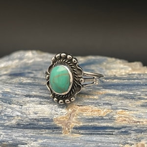 Turquoise Ring // Braided Bali Turquoise Ring // Antiqued Turquoise Ring