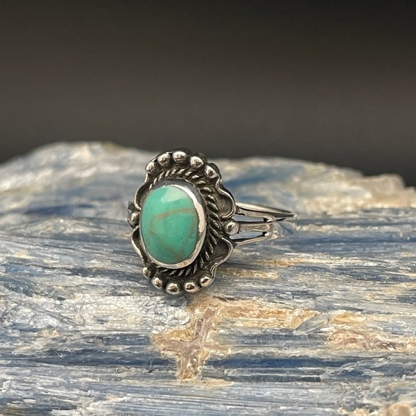 Turquoise Ring // Braided Bali Turquoise Ring // Antiqued Turquoise Ring