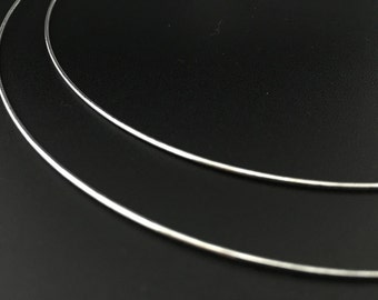 Thin 18 Inch Sterling Silver Wire Choker Necklace - Italian Made