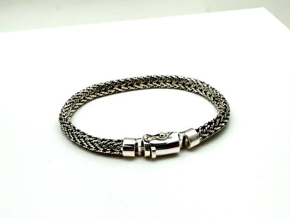 Woven Silver Bracelet // 925 Sterling Silver // 7 to 8.5 Inches