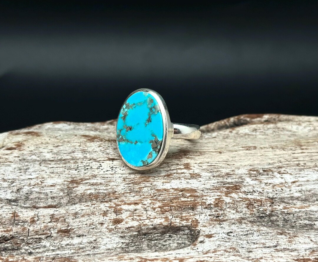 Arizona Turquoise Ring Size 8.5 // 925 Sterling Silver // Simple