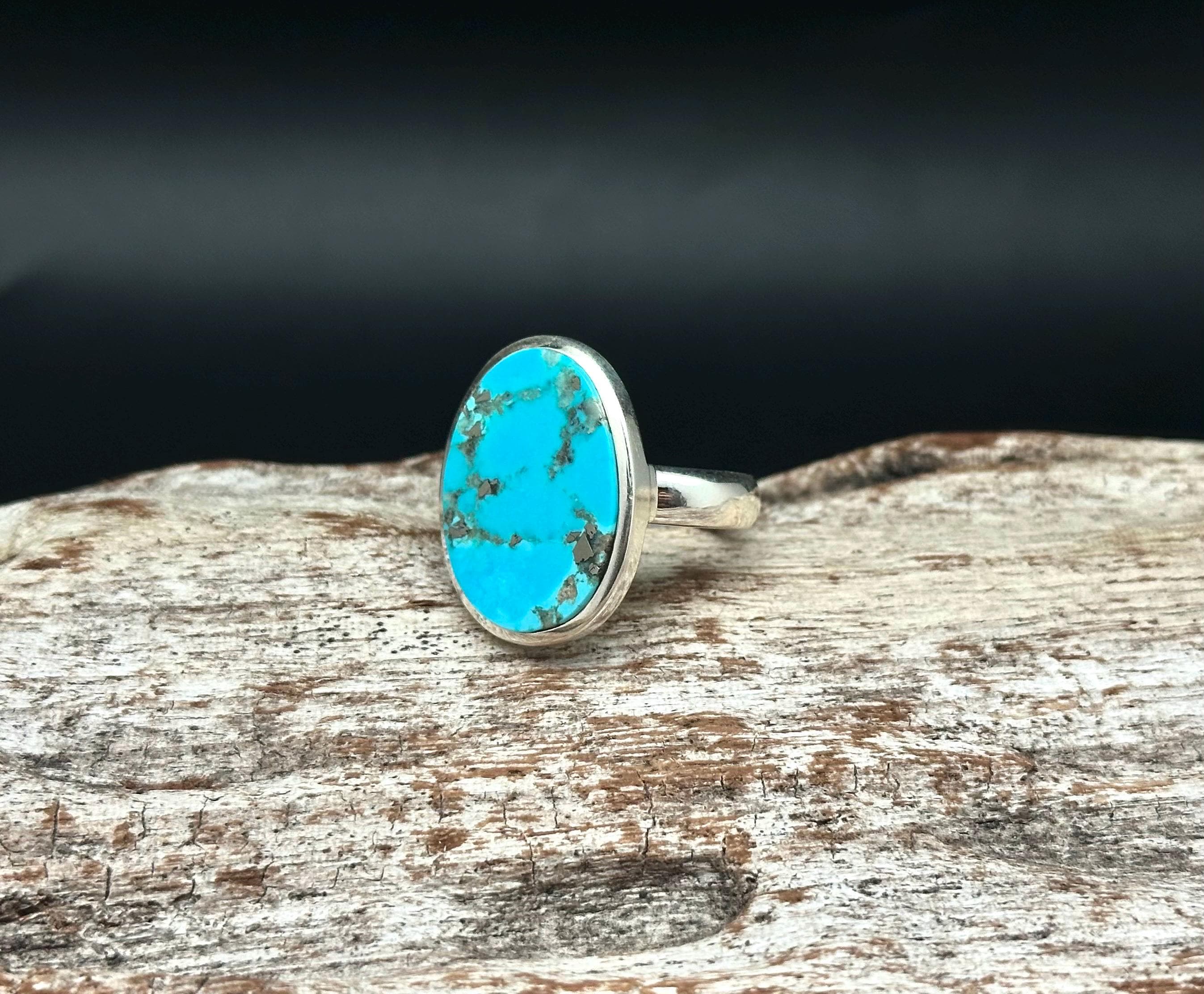 Arizona Turquoise Ring Size 8.5 // 925 Sterling Silver // Simple