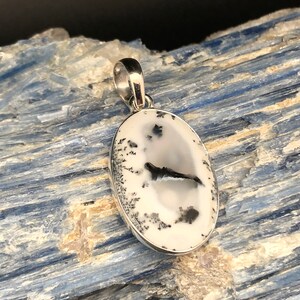 Dendritic Agate Pendant // 925 Sterling Silver // Natural Dendritic Opal (Agate) Pendant  // Oval Setting
