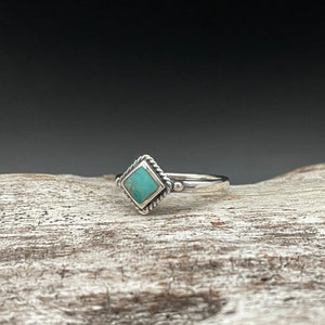 Diamond Shape Turquoise Ring // 925 Sterling Silver with Genuine Turquoise image 7