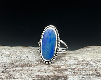 Beaded Vintage Style Lapis Ring // 925 Sterling Silver // Sizes 7 to 12
