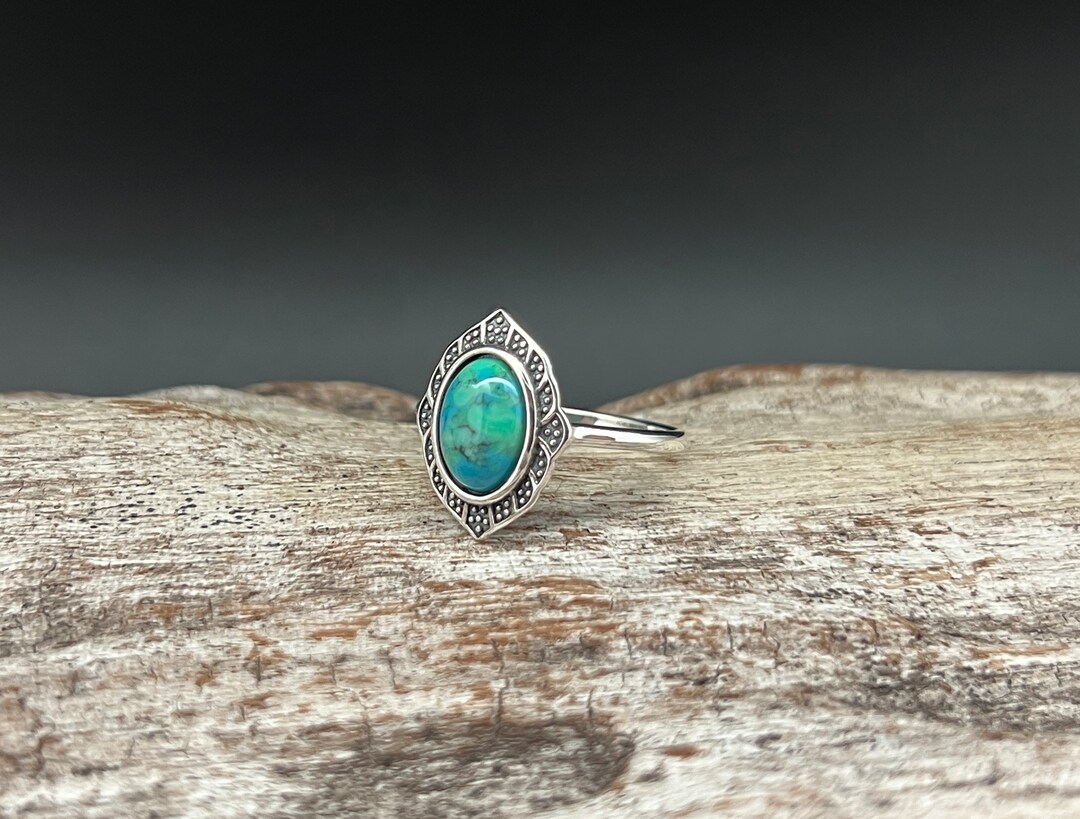 Vintage Style Turquoise Ring With Genuine Turquoise and 925 Sterling ...