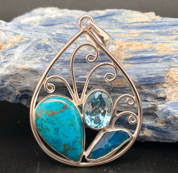 Sterling Silver Shattuckite & Blue Topaz Necklaces Sterling Silver Shattuckite & Blue Topaz Necklaces