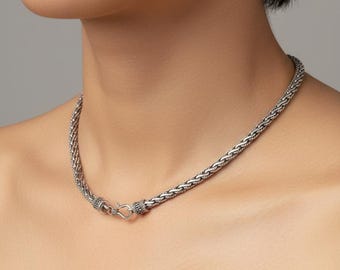 Handgemaakte Bali-ketting geoxideerd sterlingzilver: 4,5 mm