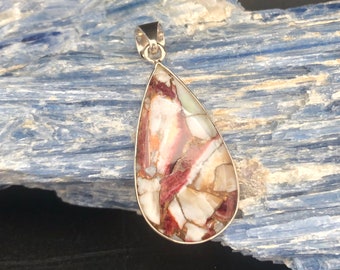 ティアドロップマトリックスアゲートペンダント：スターリングシルバー