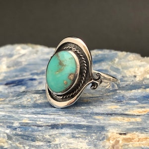 Turquoise Ring // Braided Bali Turquoise Ring // Silver Turquoise Ring