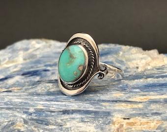 Braided Bali Turquoise Ring: Oxidized Sterling Silver Jewelry