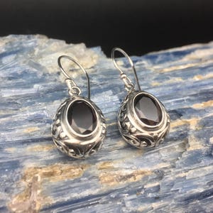 Garnet Earrings // 925 Sterling Silver // Hand Cast Bali Setting // Red Garnet Earrings