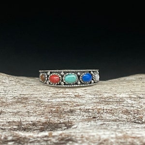 Multi-Stone Silver Ring // 925 Sterling Silver // Sizes 5 to 10