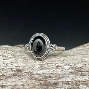 Bali Design Black Onyx Ring // 925 Sterling Silver // Oxidized// Sizes 5 to 10 Available