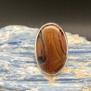 Hawks Eye Ring Size 7.5 // Hawks Eye Silver Ring // Natural Hawk Stone Eye Ring // Tigers Eye Silver Ring // Oval Setting // Tiger Eye Ring