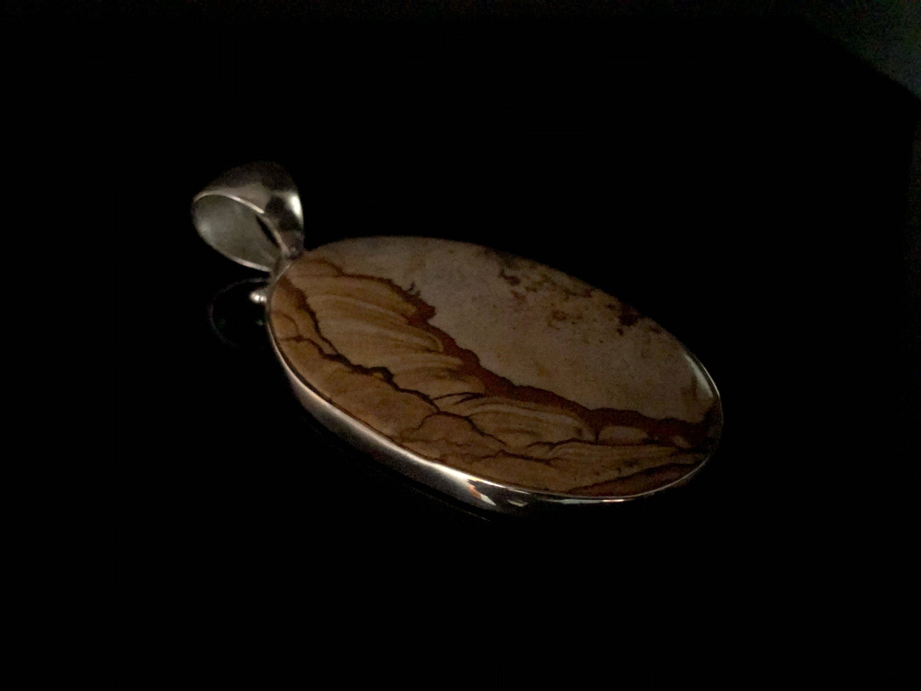 Großer Bild Jaspis Anhänger / 925 Sterling Silber / Silber | Etsy