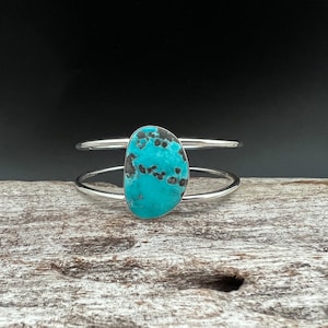 Turquoise Cuff Bracelet // 925 Sterling Silver // Handmade with Real Kingman Turquoise
