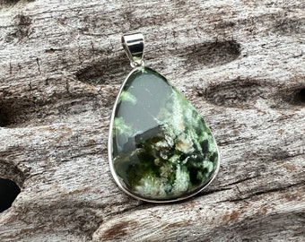 Green Variscite Pendant // 925 Sterling Silver // Handmade // Rare Find