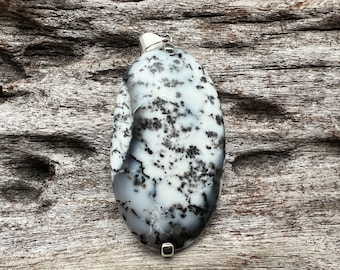 Dendritic Agate Pendant // 925 Sterling Silver // Dendritic Opal Pendant