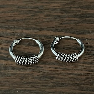 Small Bali Hoops // 925 Sterling Silver // Oxidized