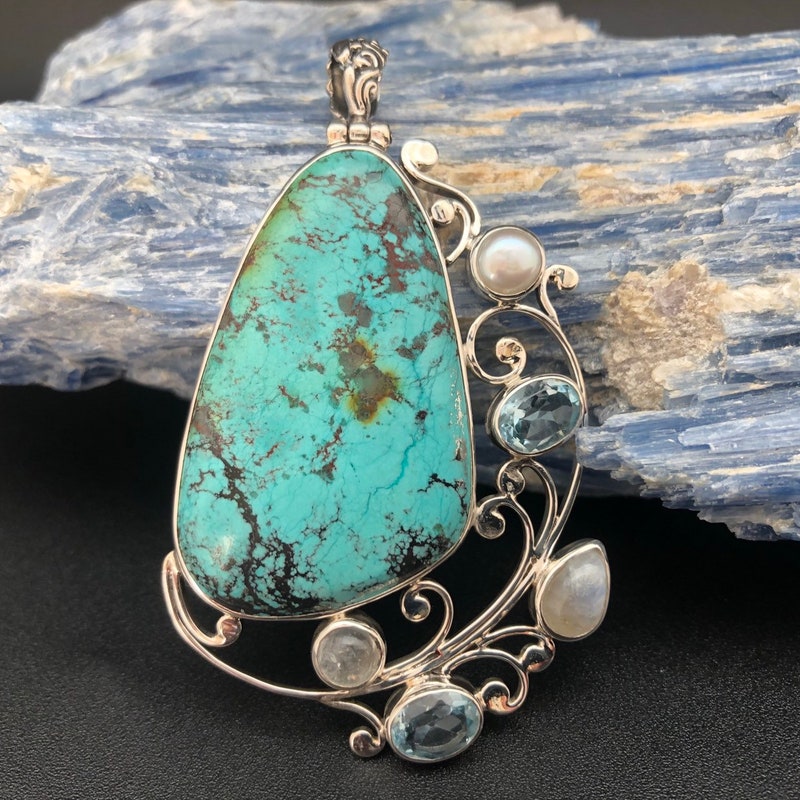 Turquoise & Pearl Pendant