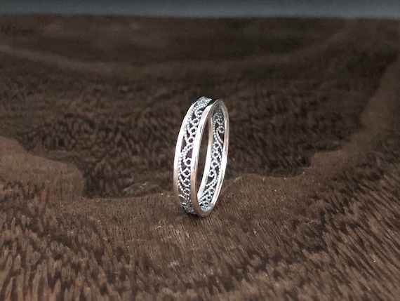 Circle Filigree Boho Ring - .925 Sterling Silver Beaded Band, Sizes 5-10 - View #8