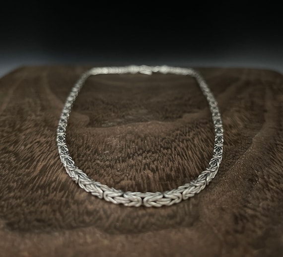 Oxidized Sterling Silver Bali Byzantine Chain - Squared 3mm - Etsy