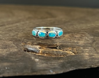 Multi Stone Natural Turquoise Ring // 925 Sterling Silver // Genuine Turquoise // Sizes - 5 to 10 Available
