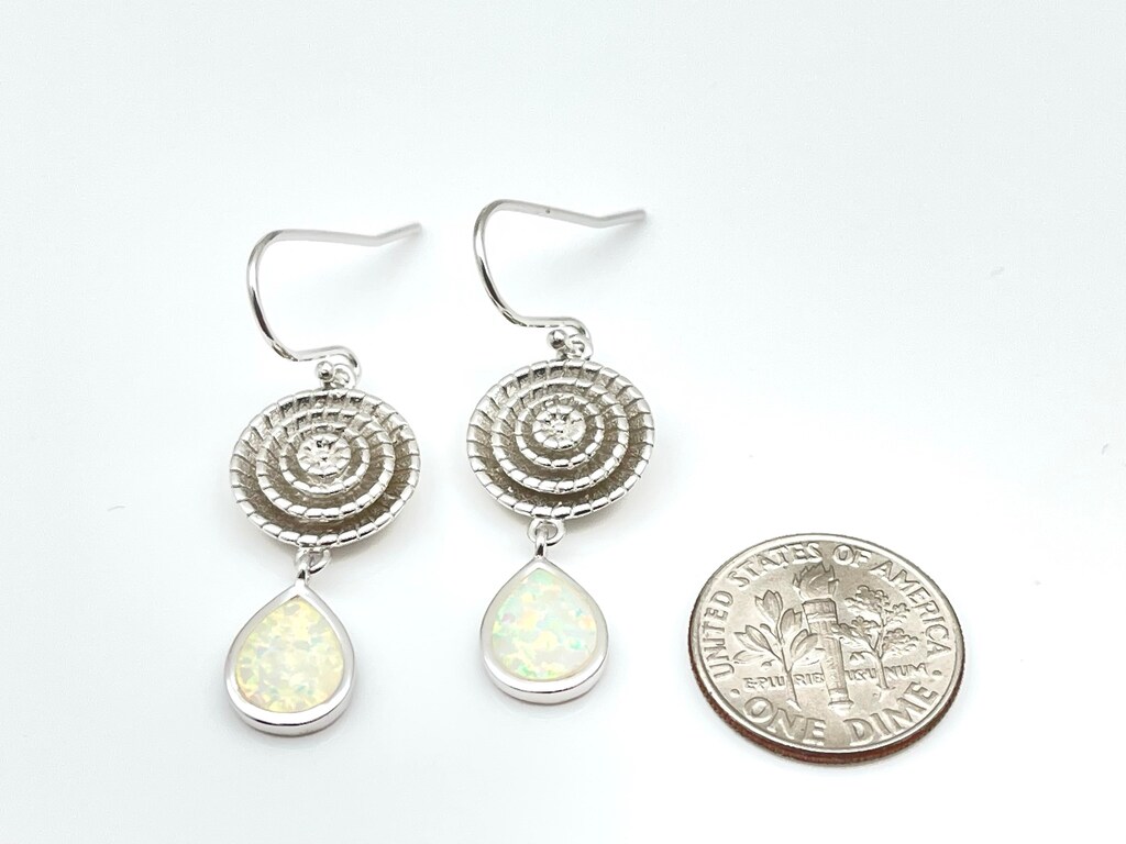 Yazilind Orecchini Pendenti A Goccia In Argento 925 Con Opale Blu, Gioielli Eleganti Per Donne