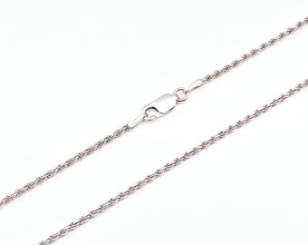 Sterling Silver Rope Chain: Rhodium Finish, Italian Lobster Clasp