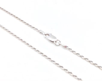 16" Sterling Silver Rope Chain: Rhodium Finish, Italian Made