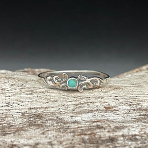 Small Bali Turquoise Ring // 925 Sterling Silver with Genuine Turquoise // Sizes to 10 Available