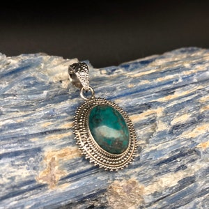 Turquoise Pendant // Green Turquoise Pendant // Oval Setting // Sterling Silver // Turquoise Jewelry