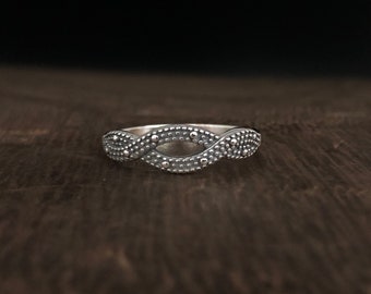 Bali Infinity Silver Band Ring // 925 Sterling Silver // Oxidized Bali Ring