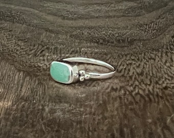 Rectangular Shape Turquoise Ring // 925 Sterling Silver with Genuine Turquoise // Sizes 5 to 10