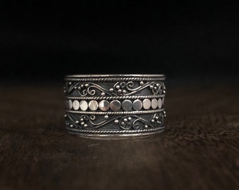 Antiqued Stacking Bali Wave Ring .925 Sterling Silver Midi Band Sizes 3-10 NEW E - Foto 8