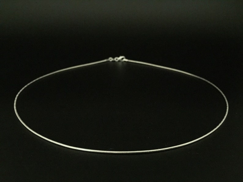 Thin Wire Choker Necklace // 925 Sterling Silver // 18 Inches // 1.2mm //Lobster Clasp // Made In Italy image 1