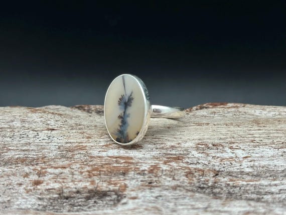 Scenic Agate Ring: Handmade Sterling Silver - Size 8