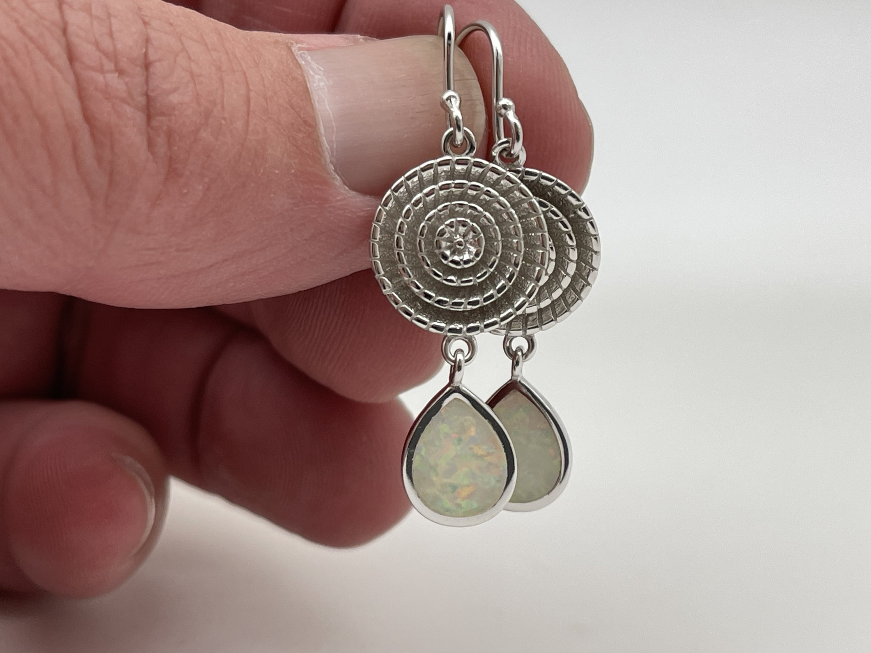 Orecchini in argento sterling a forma rotonda opale blu da 5 mm da 8 mm - Orecchini pendenti e a goccia - Orecchini con ganci francesi - Italia