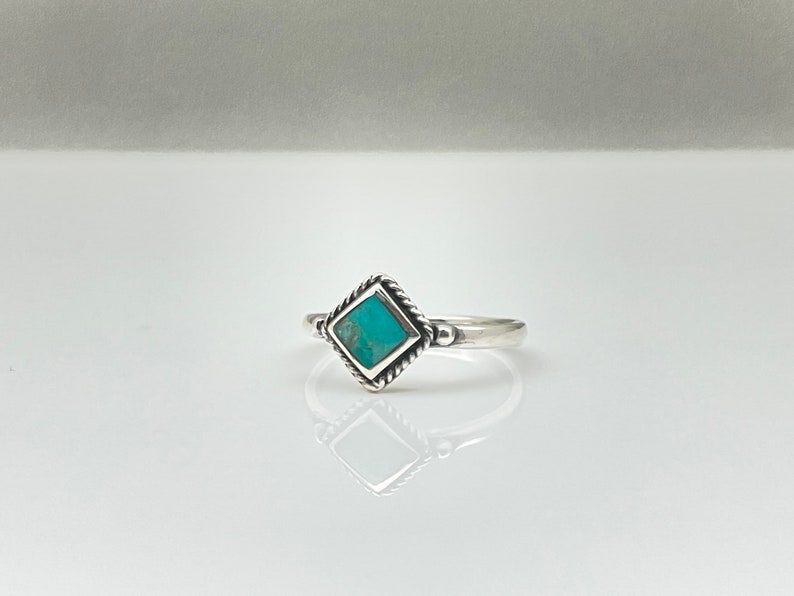 Diamond Shape Turquoise Ring // 925 Sterling Silver with Genuine Turquoise image 5